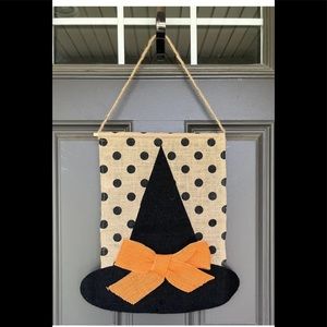 New! Witch’s Hat Burlap Halloween Door Hang
